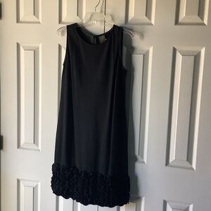 Ann Taylor Elegant Black Mini Dress with Textured Hem